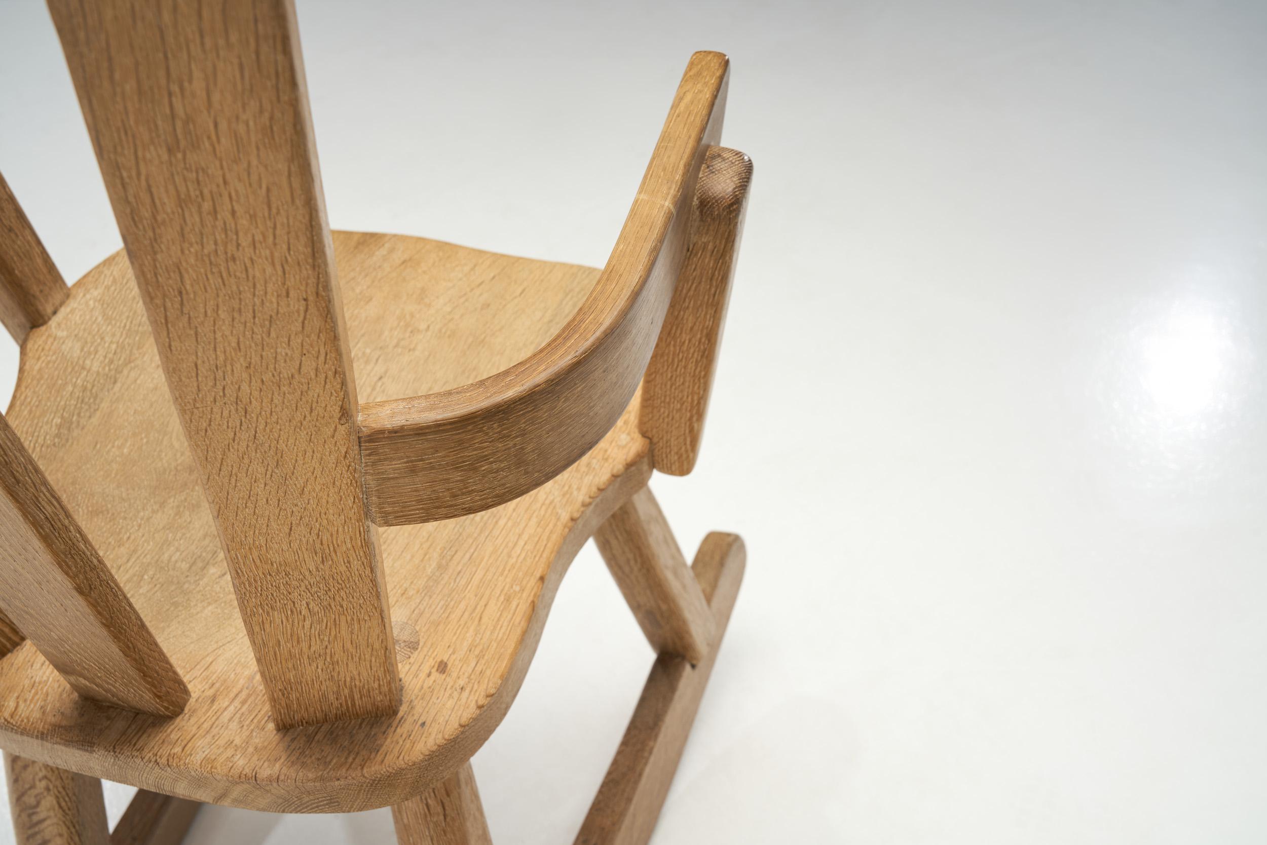 Scandinavian Brutalist Oak rocking Chair, Scandinavia 1970s  For Sale 3