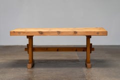 Scandinavian Brutalist Pine Dining Table, 1960s