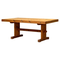 Scandinavian Brutalist Pine Dining Table, 1960s
