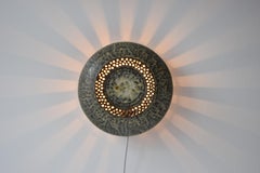 Scandinavian Brutalist "Sun" Wall Sconce Lamp Sculptural, Modern Ceramic, 1970s