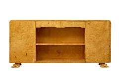 Scandinavian burr elm art deco low open bookcase