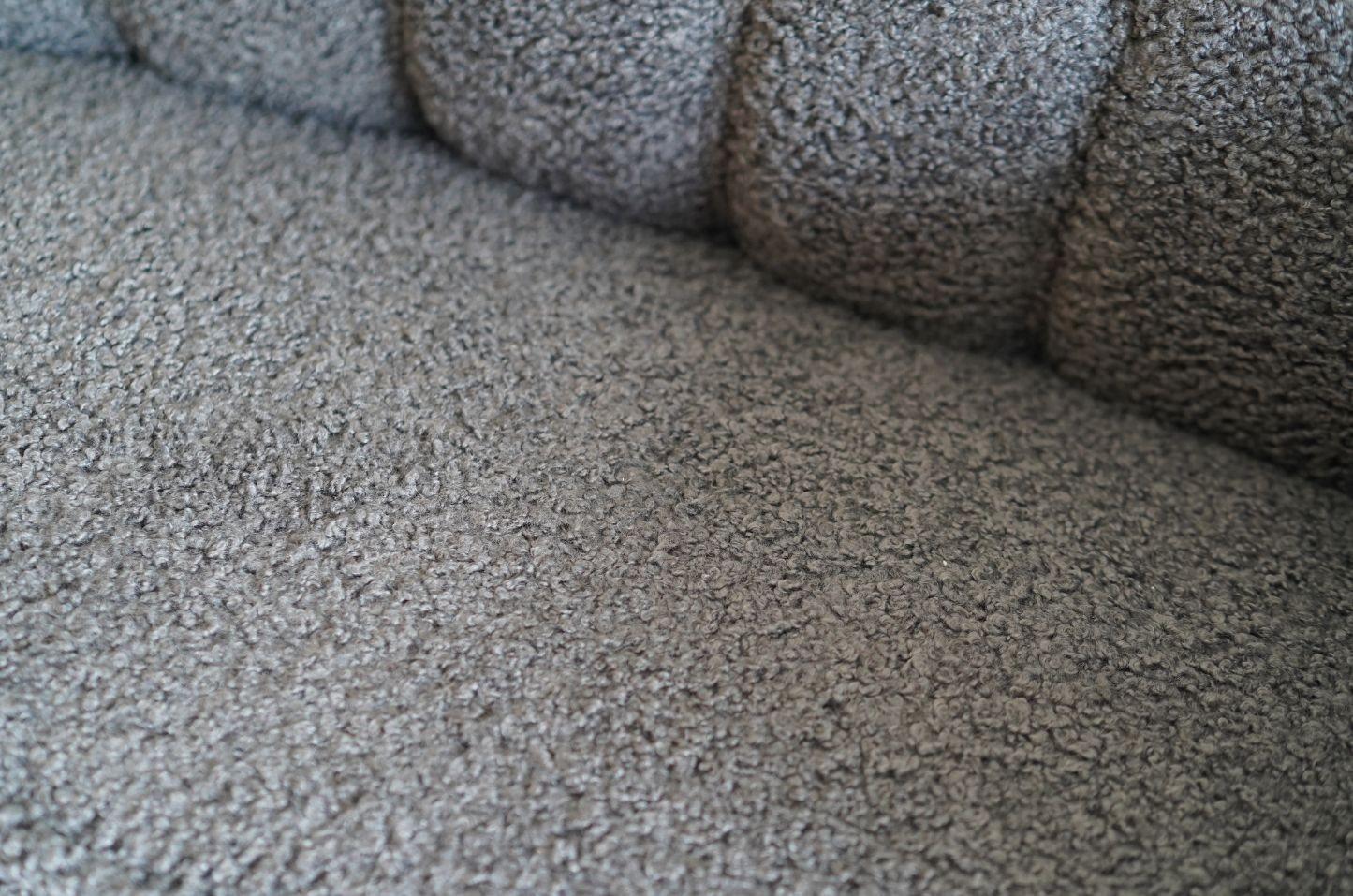 20th Century Scandinavian Cabinetmaker Loveseat in Charcoal Bouclé, Sweden, C. 1940s For Sale