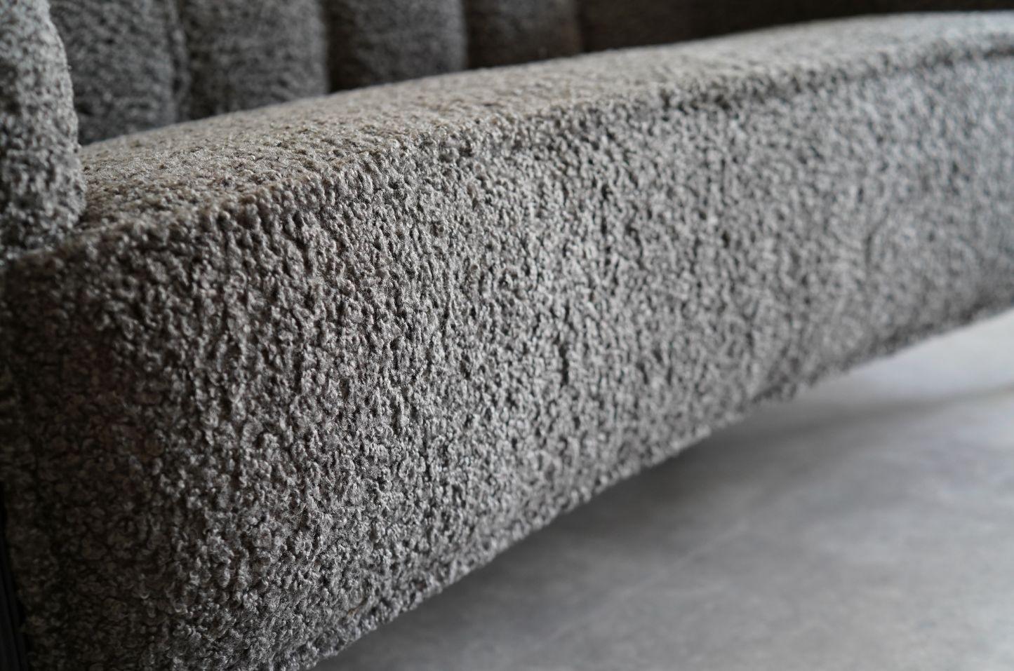 Scandinavian Cabinetmaker Loveseat in Charcoal Bouclé, Sweden, C. 1940s For Sale 2
