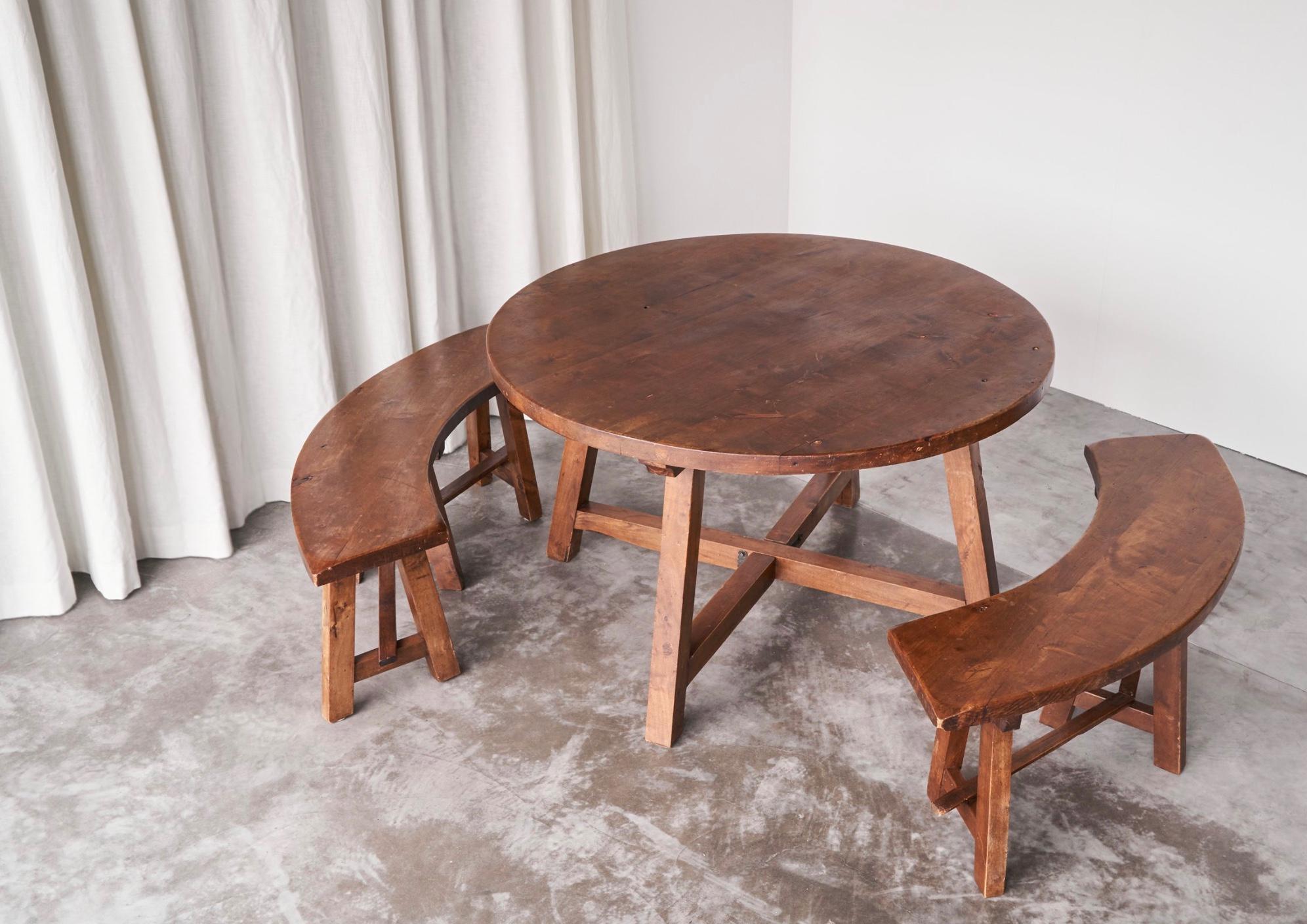 Rustique Ensemble rustique d'ébéniste scandinave et de bancs en pin massif des années 1940 en vente