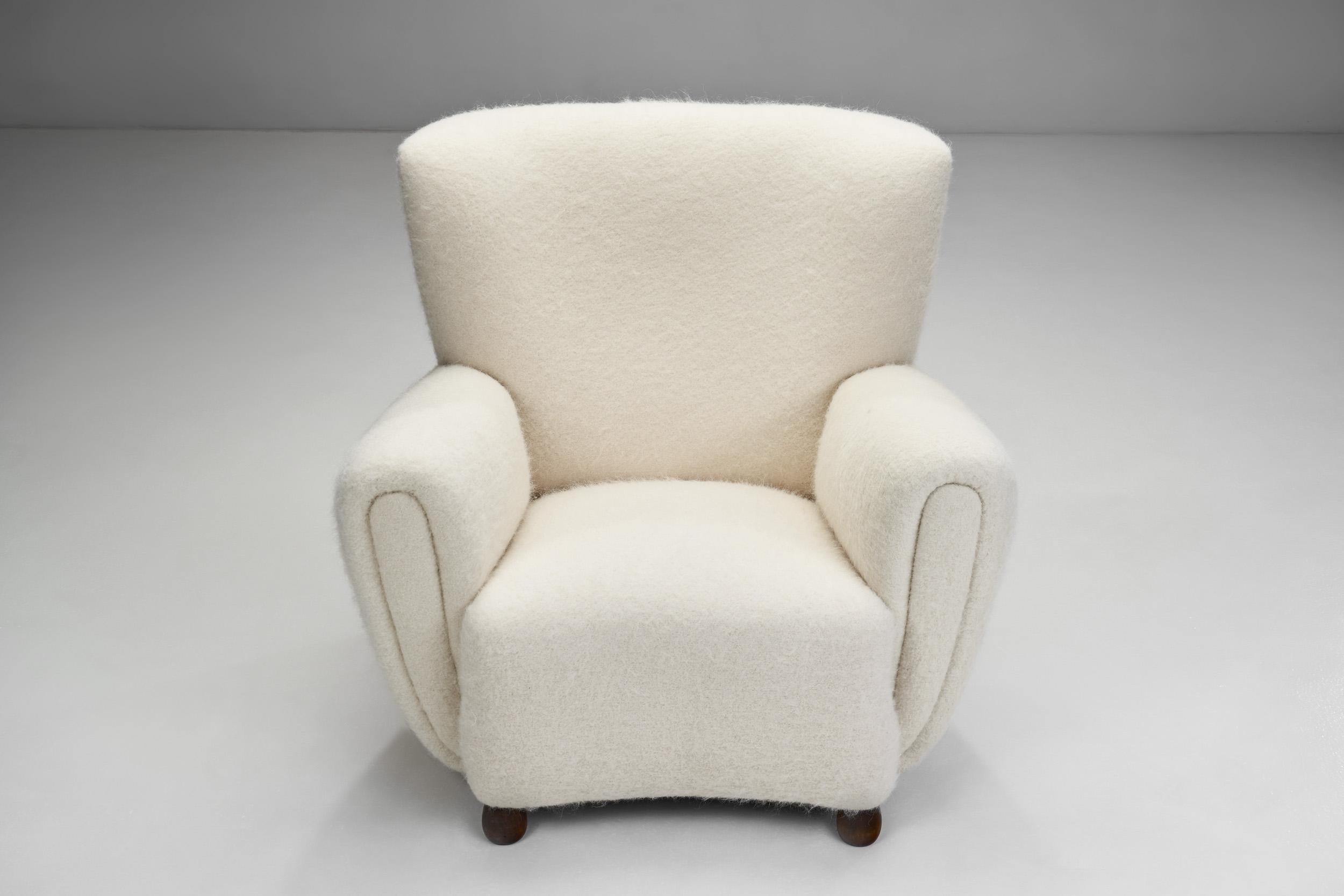 20th Century Scandinavian Cabinetmaker Upholstered Armchair, Scandinavia 1940s