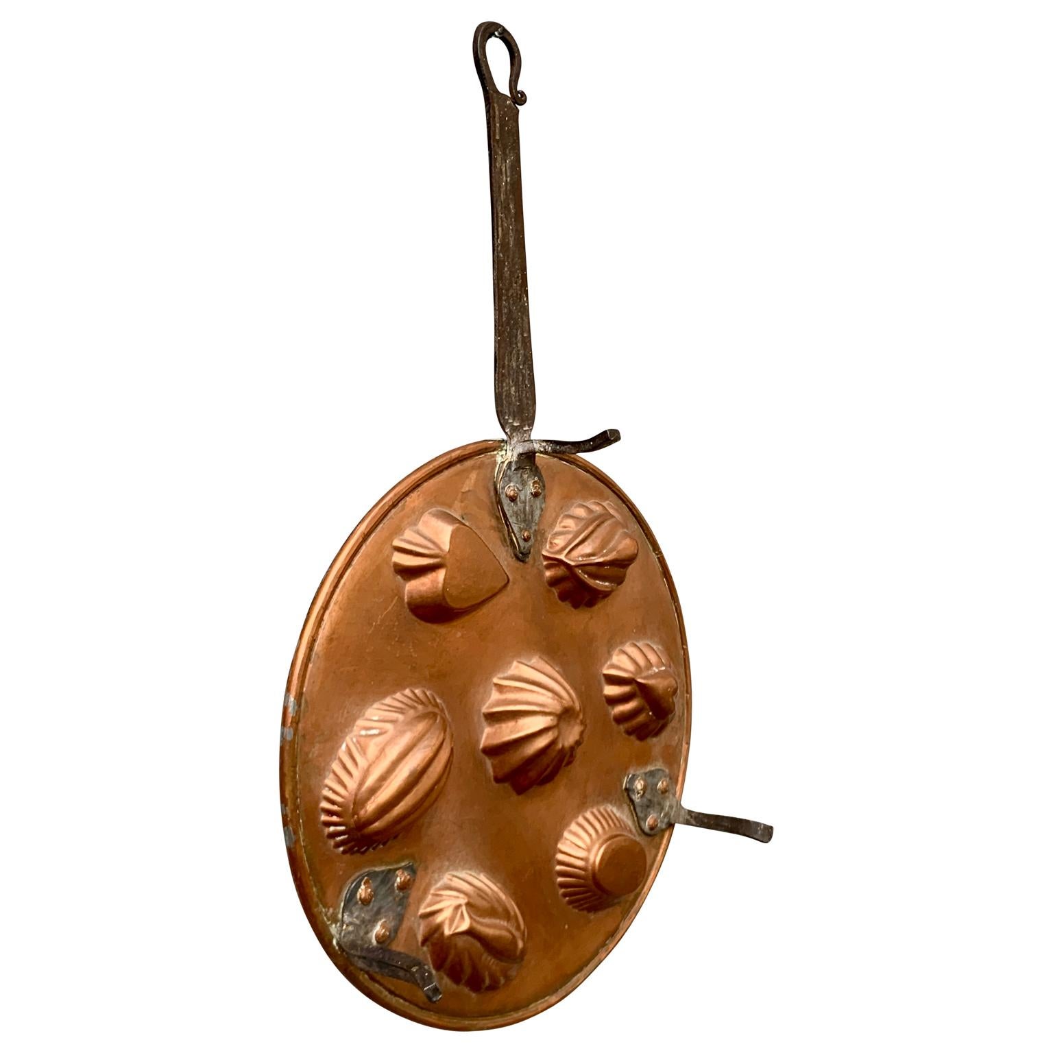 Folk Art Scandinavian Cake Copper Pan, Early 19th Century