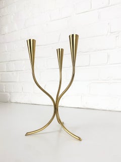 Scandinavian Candelabra in Brass by Gunnar Ander for Ystad Metal, Sweden, 1950s