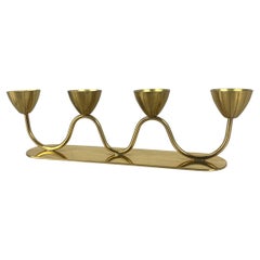 Chandelier scandinave en laiton par Gunnar Ander pour Ystad-Metall, Suède, années 1950