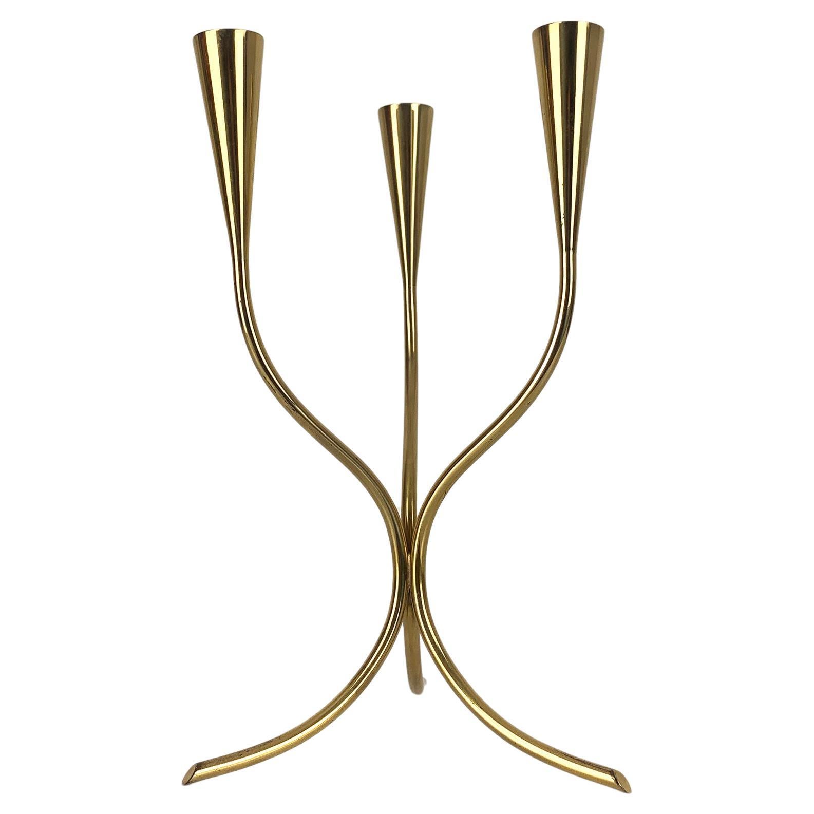 Chandelier scandinave en laiton par Gunnar Ander pour Ystad-Metall, Suède, années 1950