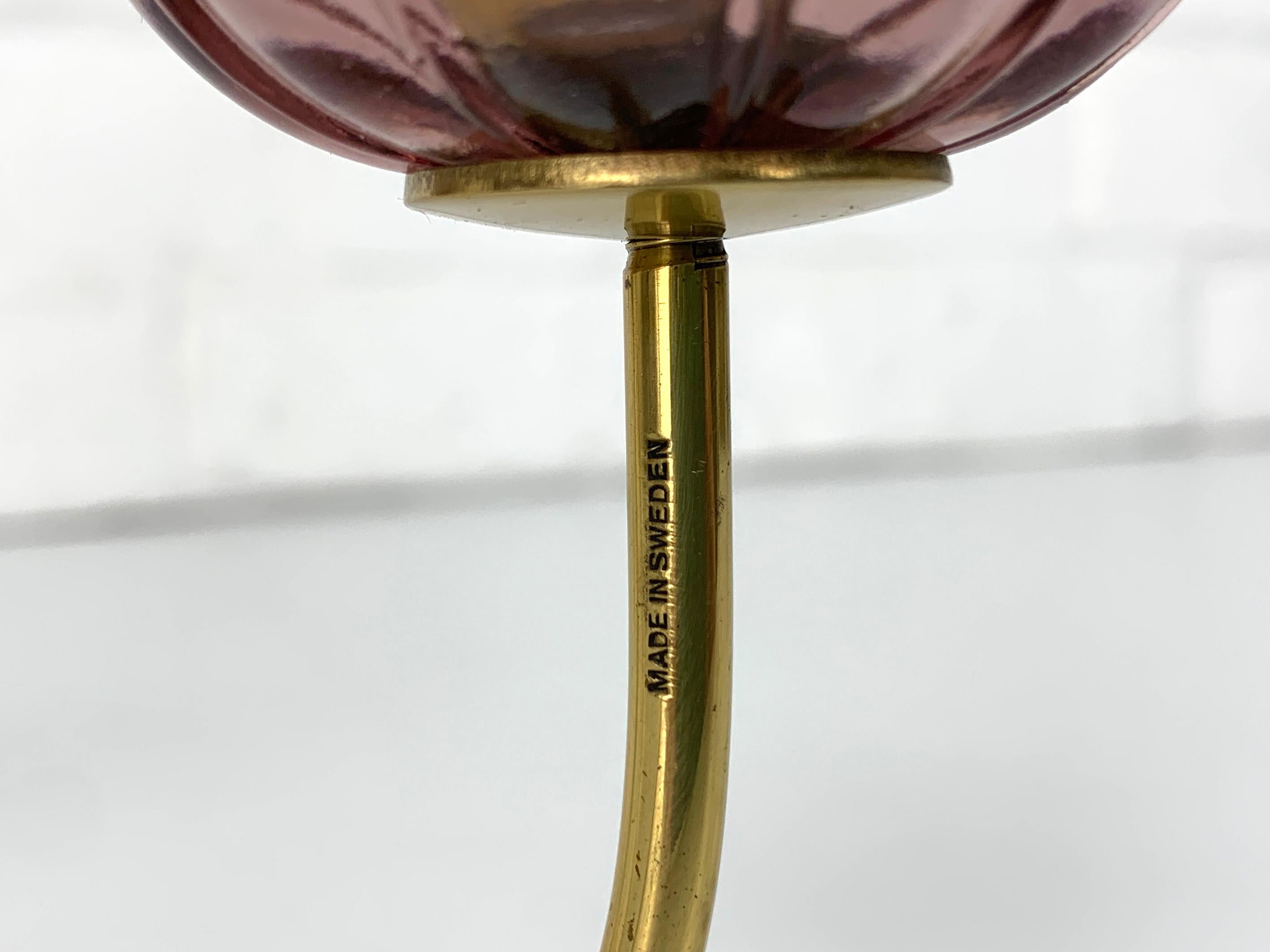 Scandinavian Candelabra in Brass & Glass, Gunnar Ander Ystad Metal Sweden 50-60s For Sale 3