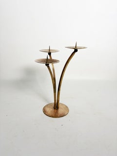 Scandinavian Candle Holder, 1960s, Sweden, Patinated Metal