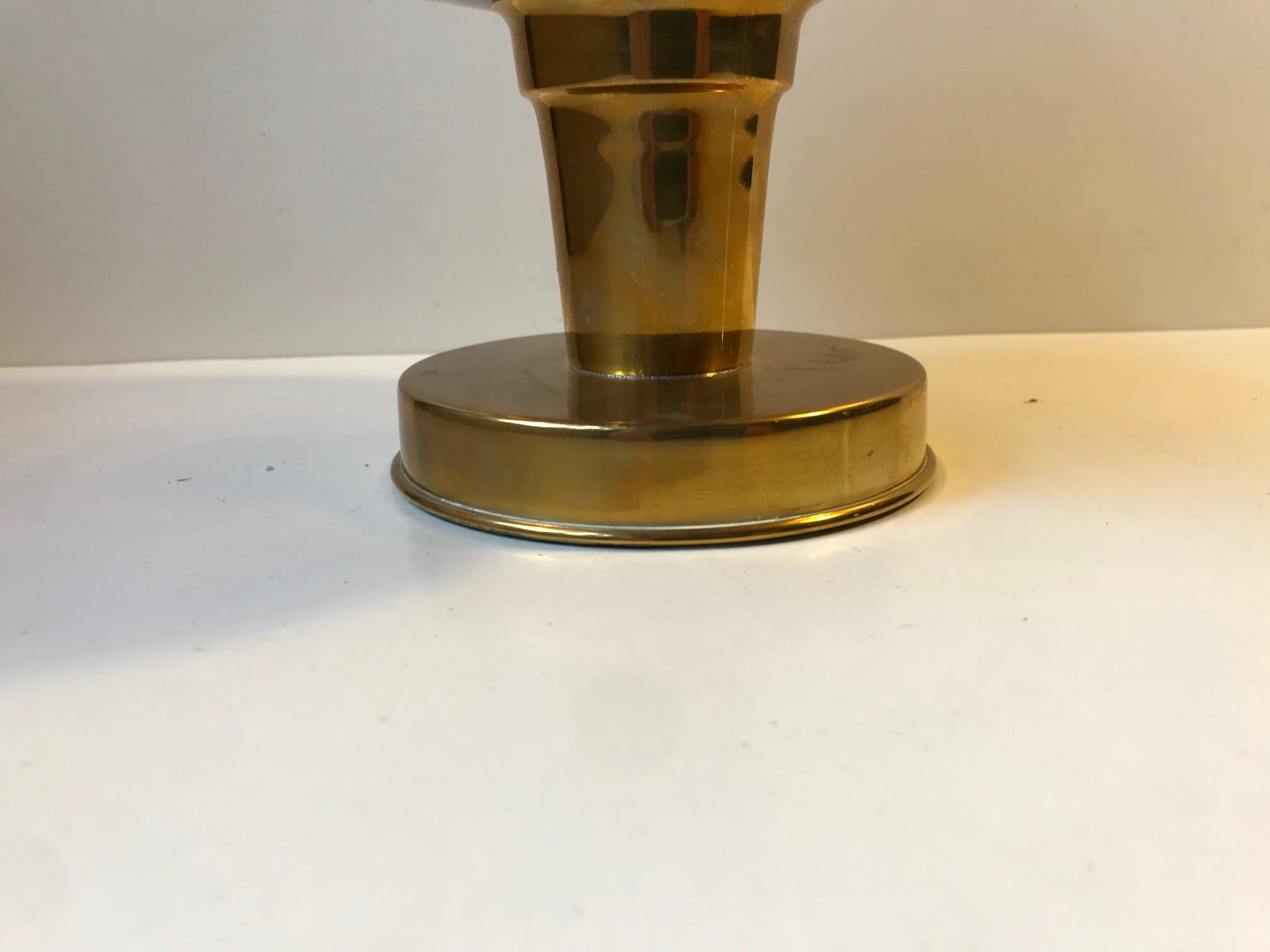 Scandinavian Candle Lamp in Brass and Smoke Glass, 1960s 2