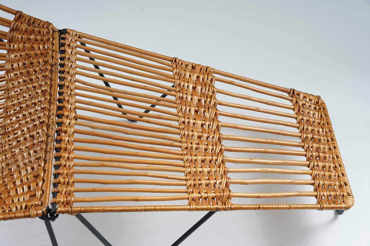 Scandinavian Cane and Metal Lounge Chair, 1950s For Sale 1