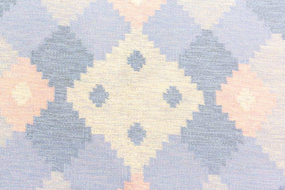 Wool Scandinavian Carpet Rollakan Swedish Abstract Design Soft Color Palette For Sale