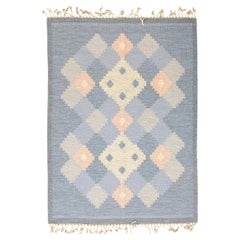 Vintage Scandinavian Carpet Rollakan Swedish Abstract Design Soft Color Palette