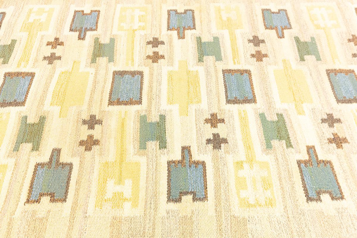 Scandinavian Modern Scandinavian Carpet Rollakan Swedish Cross Motif Design