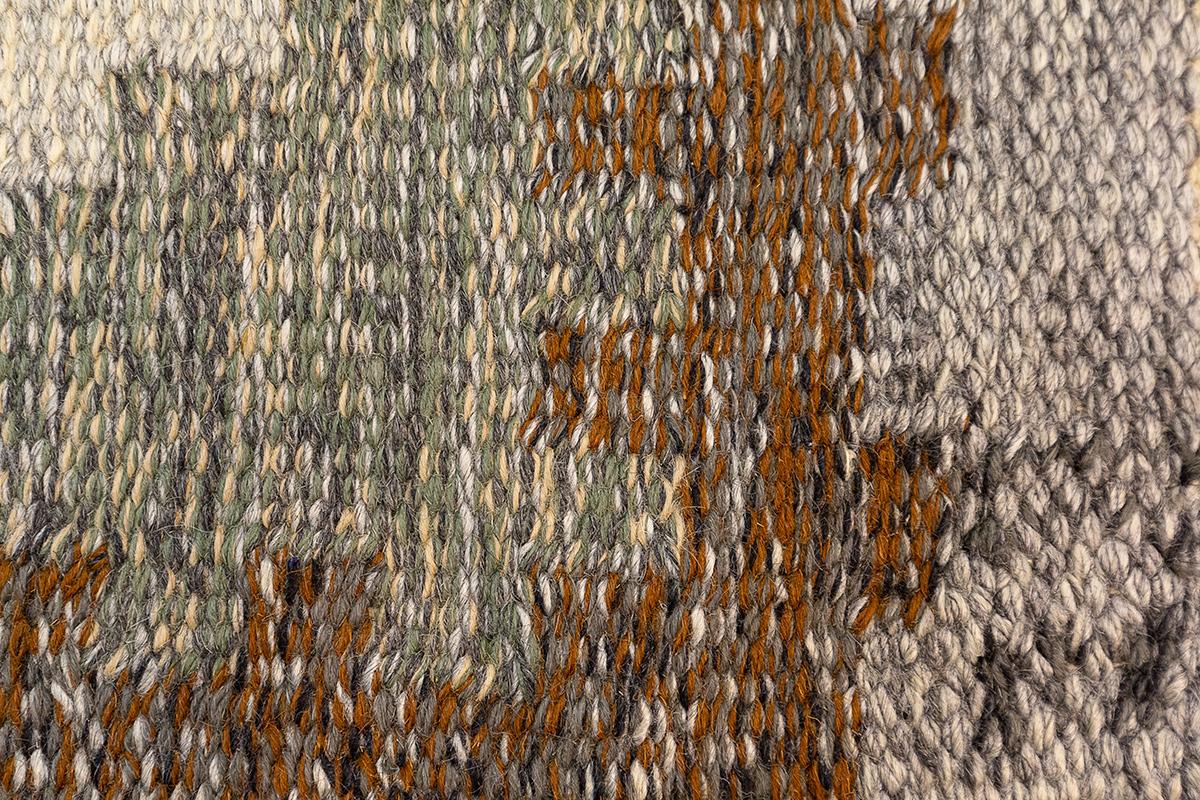 Wool Scandinavian Rug Geometric Design Gray Field For Sale