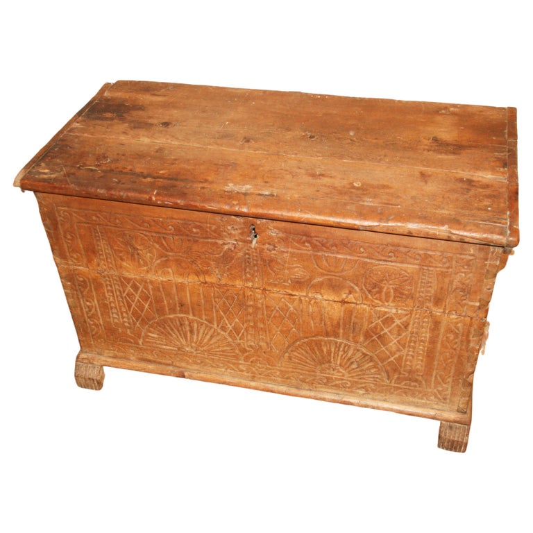 Scandinavian Carved Blanket Chest, Late 19th Century For Sale at 1stDibs