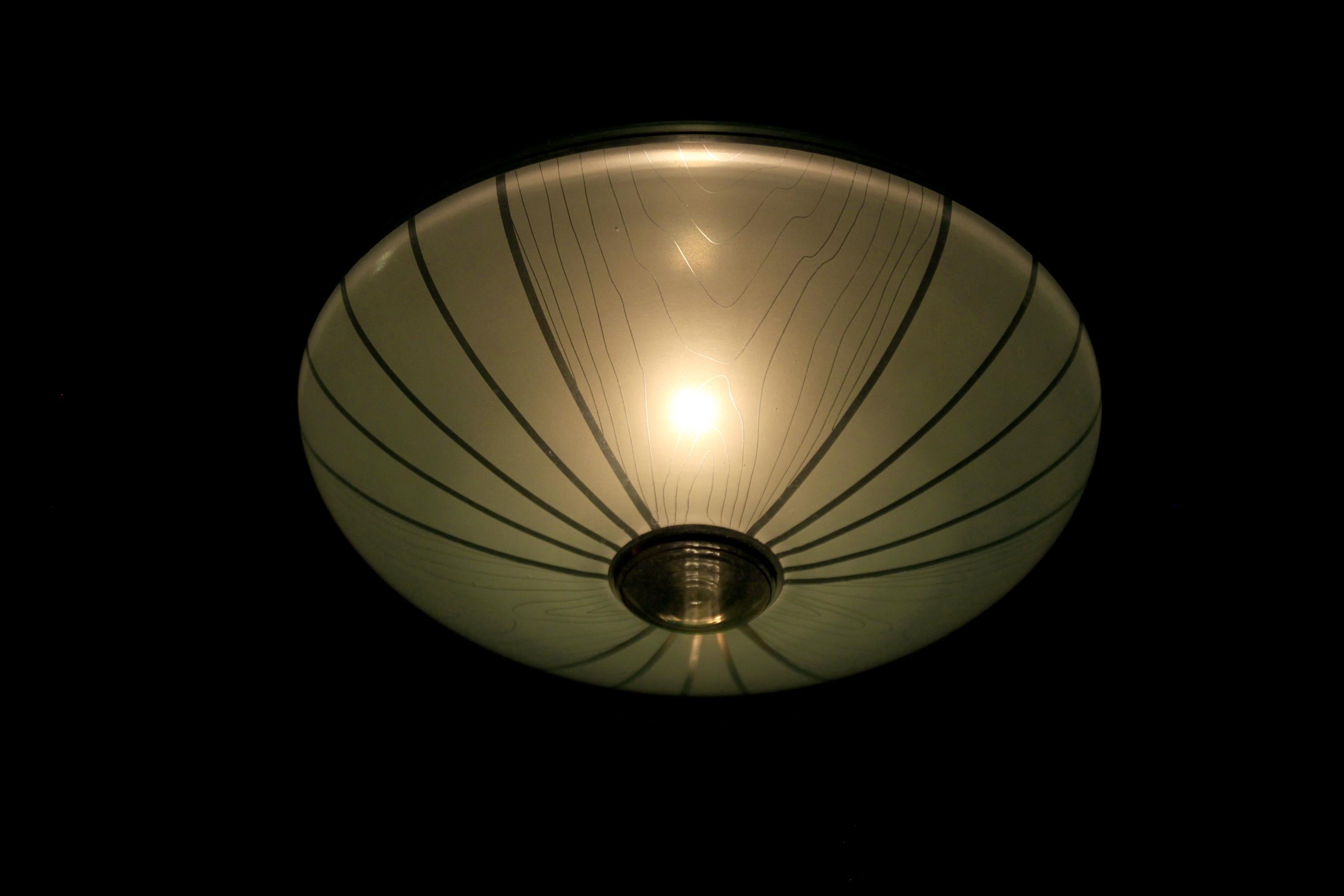 Glass Scandinavian Ceiling Lamp by ASEA, 1960s