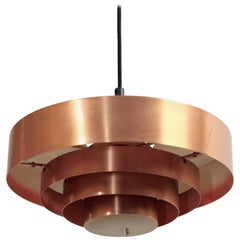 Scandinavian Ceiling Light in Copper by Jo Hammerborg, Denmark, 1950s