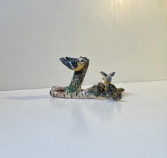 Scandinavian Ceramic Microcosmos Pen-Holder w. Blue Tits on a Birch Branch