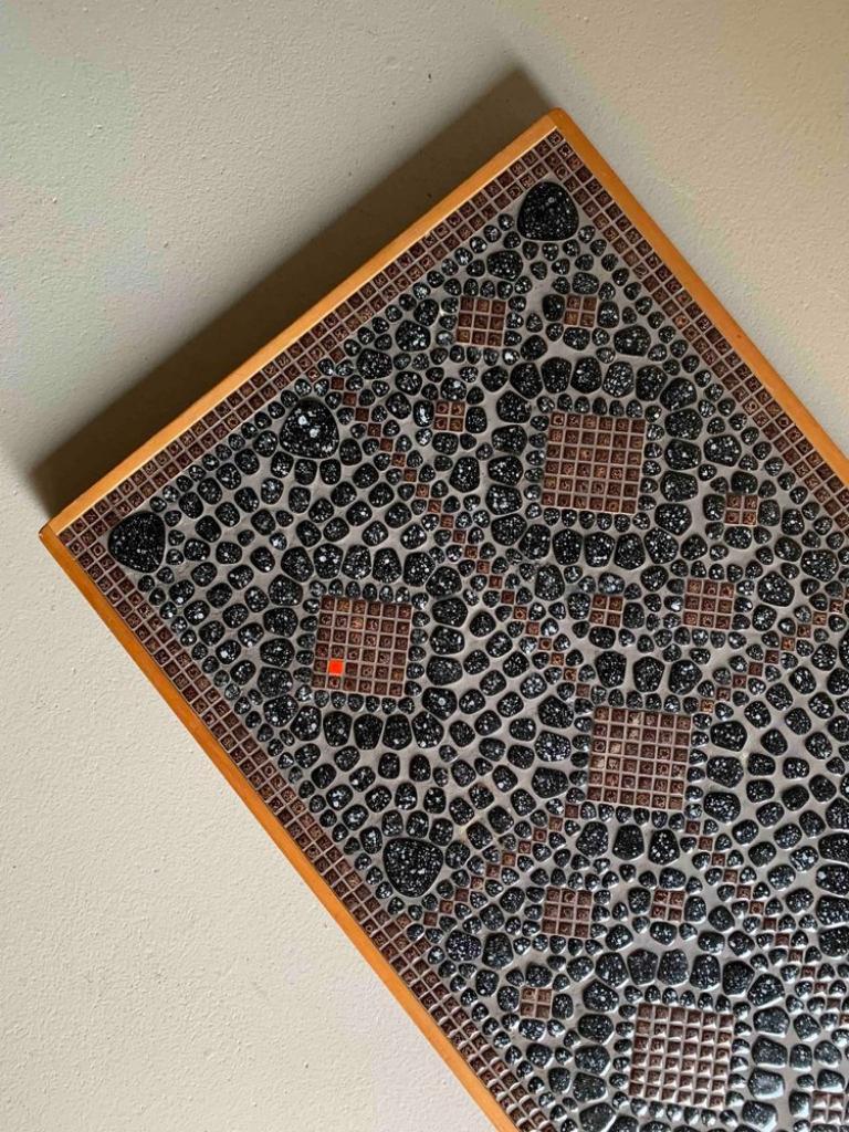 Beautiful ceramic mosaic coffee tabletop, can be used as wall decor. Very heavy piece.

Additional information:
Country of manufacture: Sweden
Period: 1960s
Dimensions: 52 W x 4 D x 86 H cm
Condition: Good vintage condition.