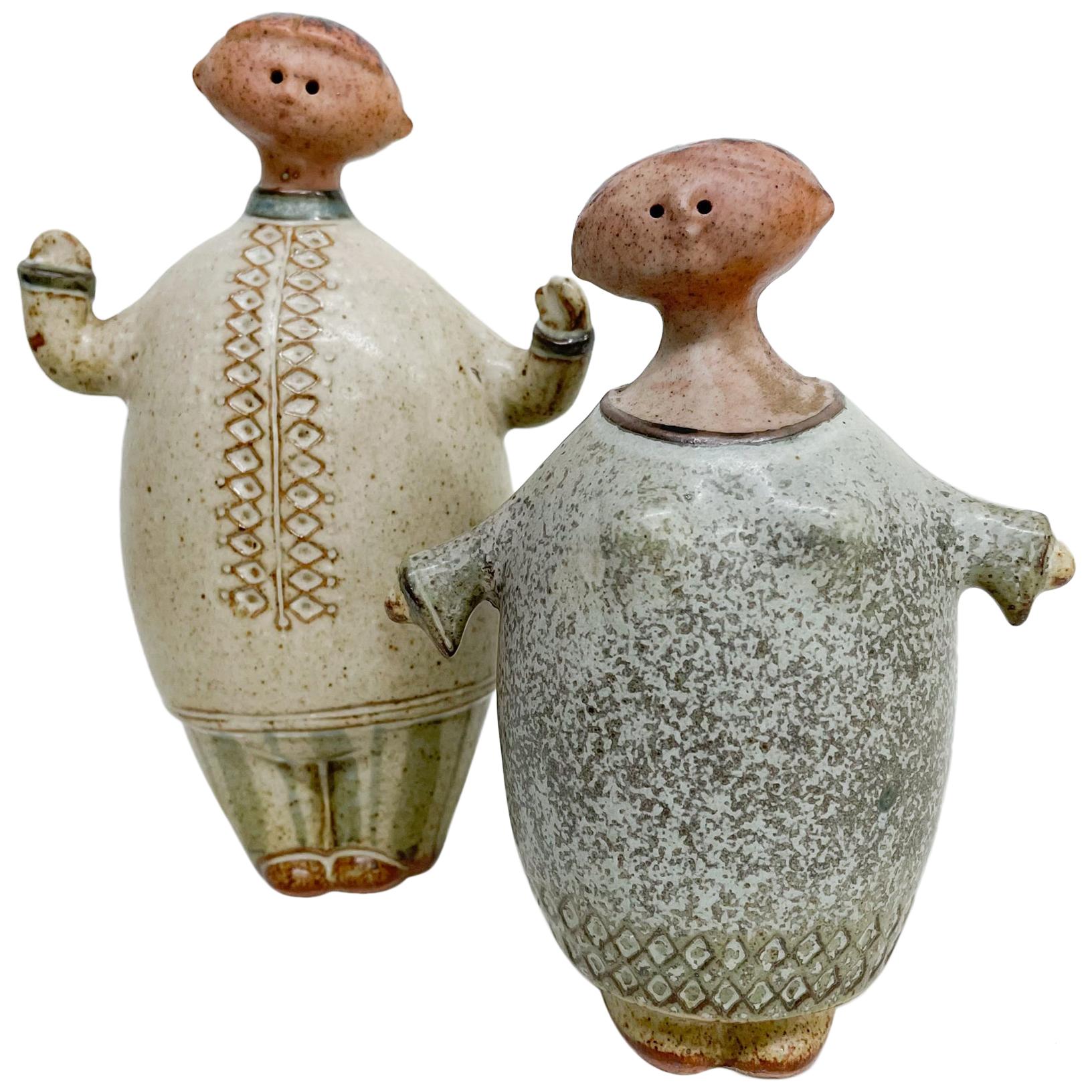 Scandinavian Style Ceramic Pottery His Her Figures after Lisa Larson 1960s