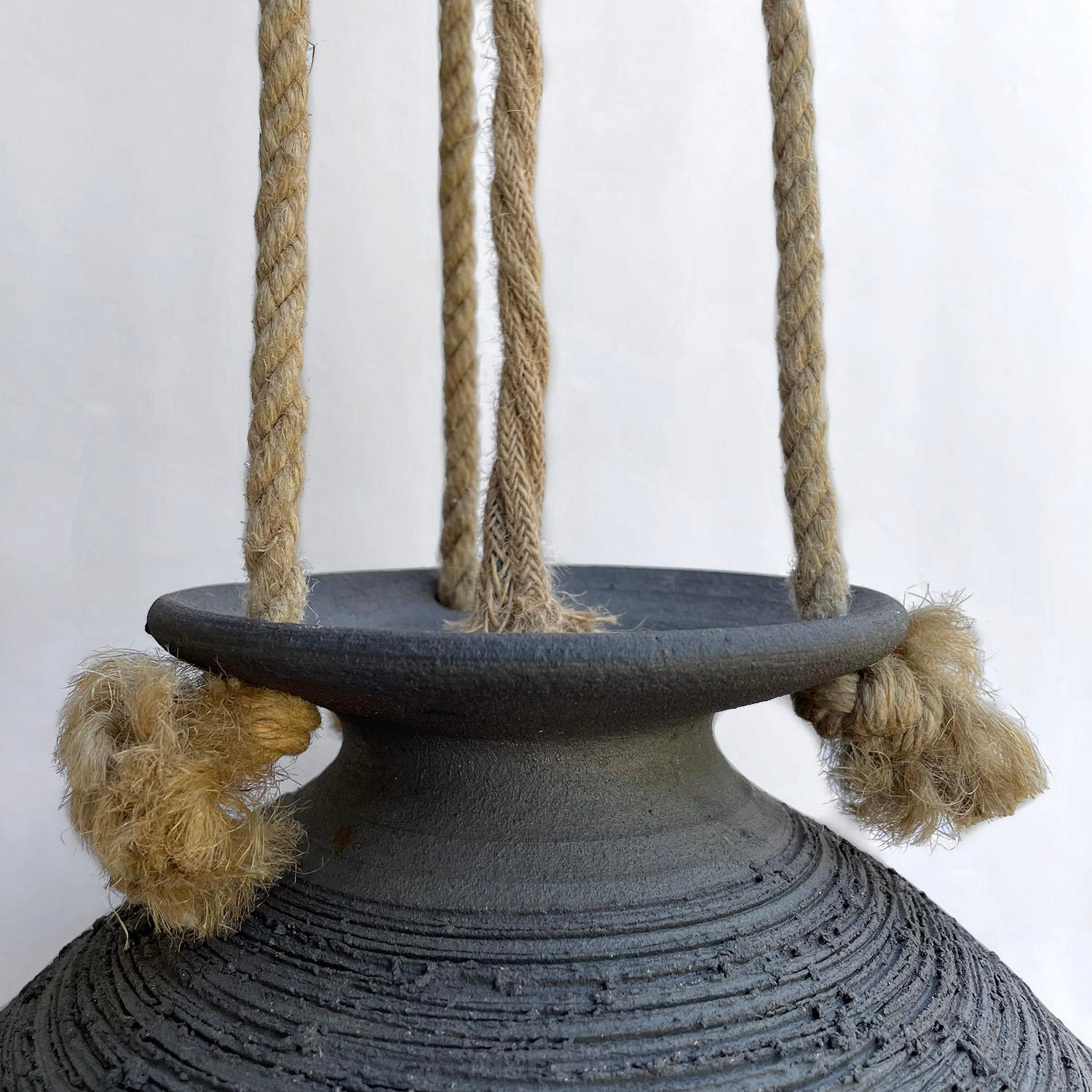 Swedish Scandinavian Ceramic Rope Pendant Light For Sale