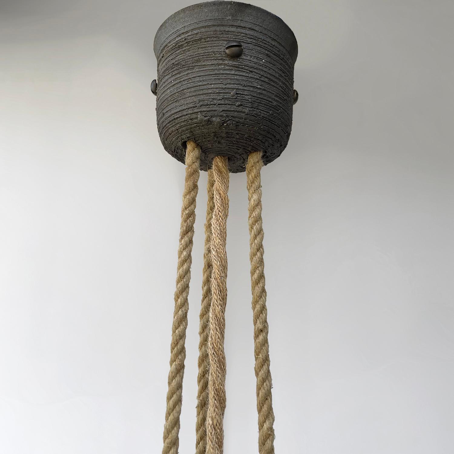 Scandinavian Ceramic Rope Pendant Light For Sale 4