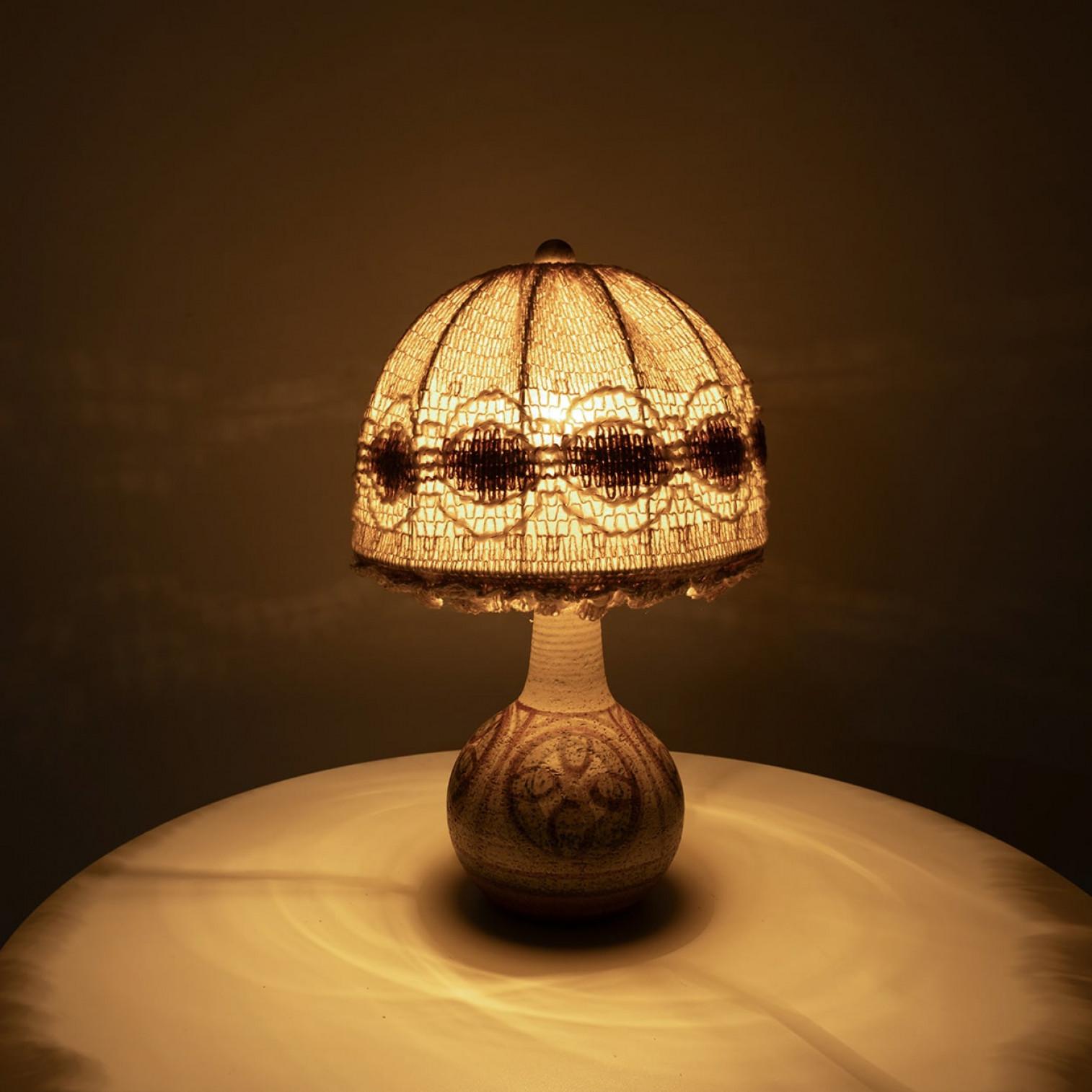 Scandinavian Ceramic Table Lamp with Geometric Shapes, 1960s In Good Condition For Sale In Rijssen, NL