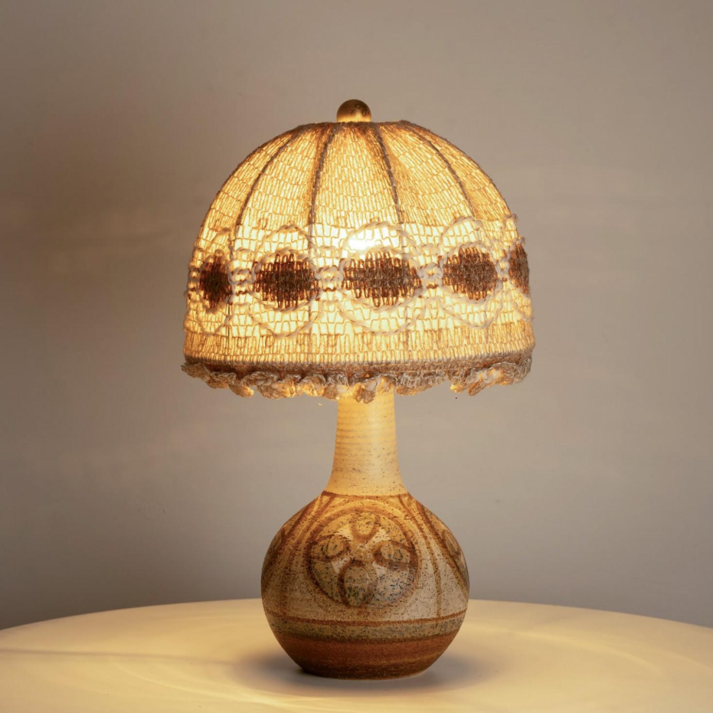 Scandinavian Ceramic Table Lamp with Geometric Shapes, 1960s For Sale 1
