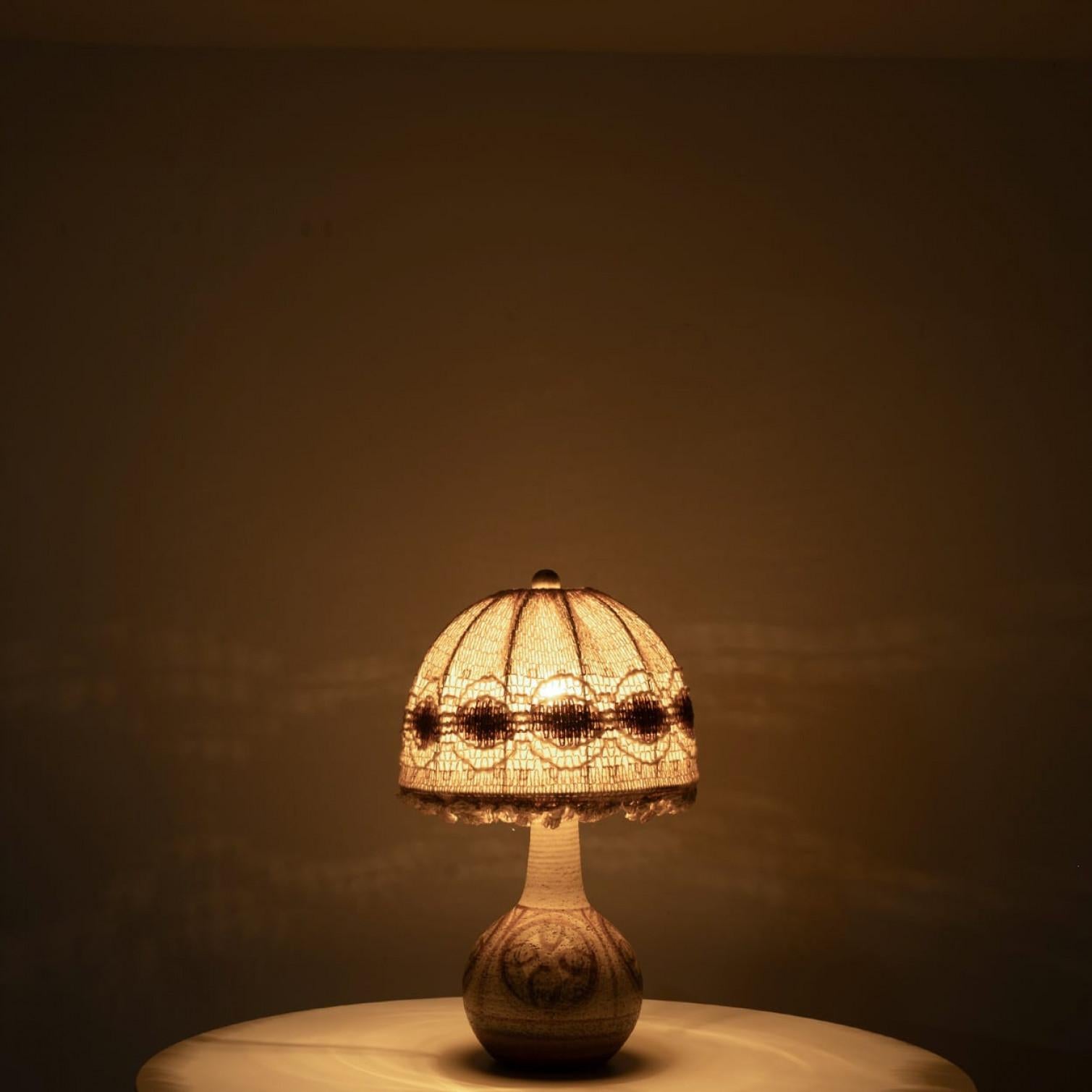 Scandinavian Ceramic Table Lamp with Geometric Shapes, 1960s For Sale 2