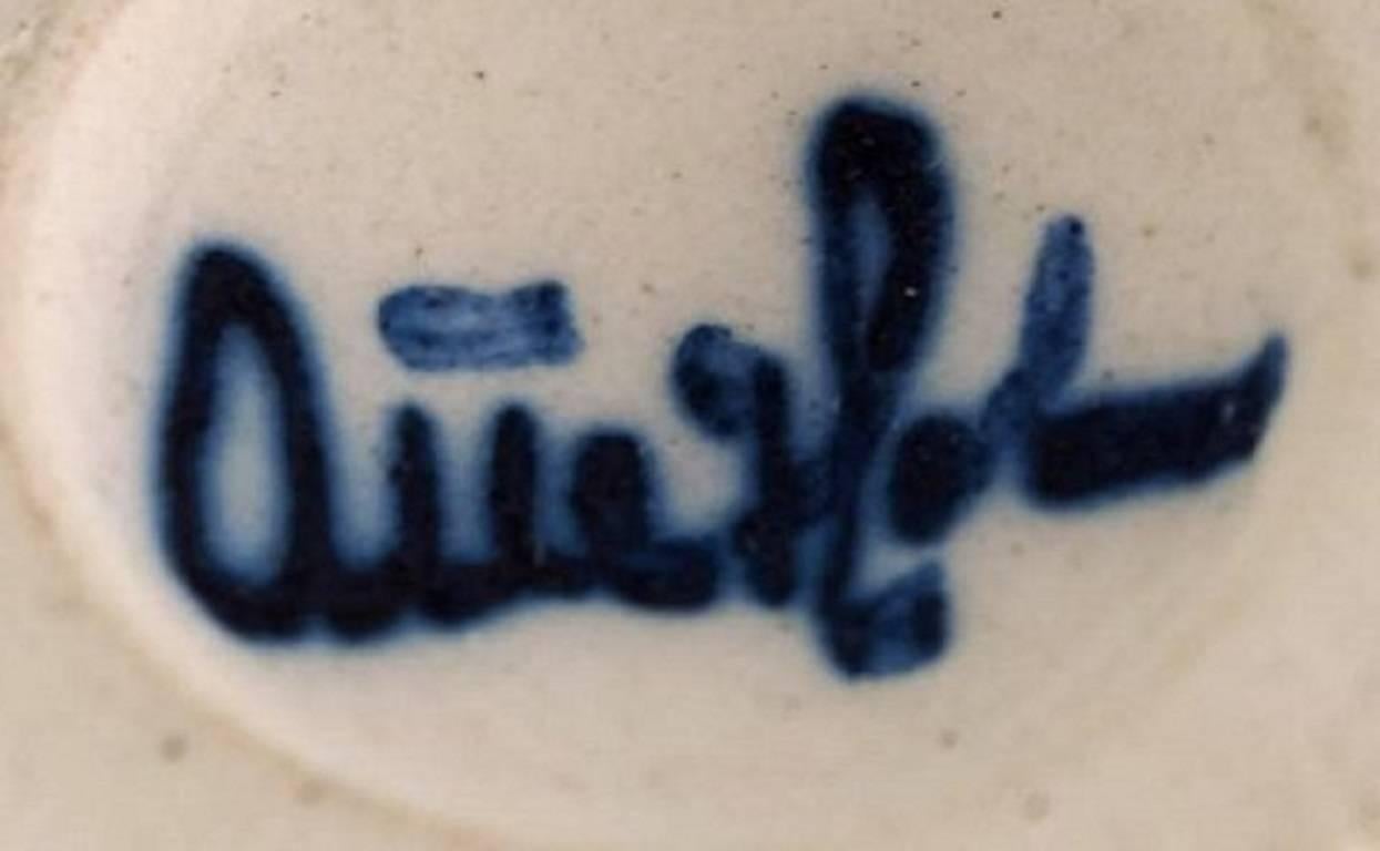 Scandinavian Ceramist, Unique Ceramic Egg on Stand, Blue Tones, circa 1980s 1
