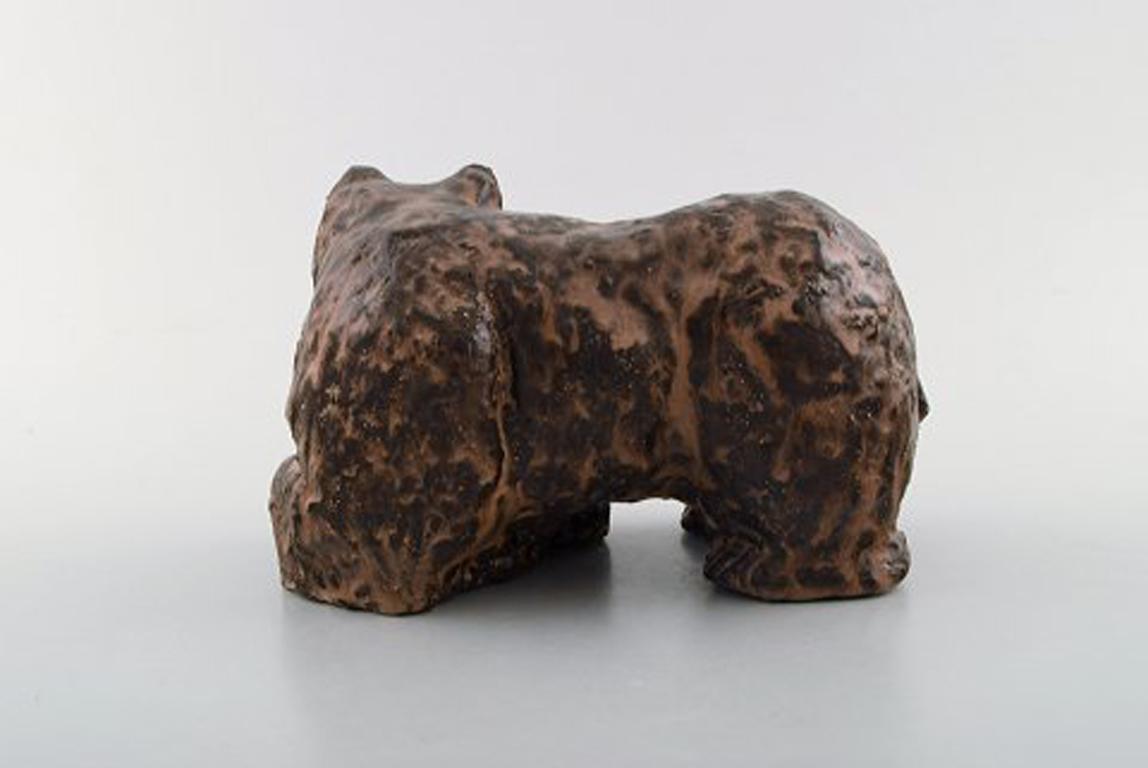 20th Century Scandinavian Ceramist, Unique Figure of Brown Bear in Glazed Stoneware For Sale