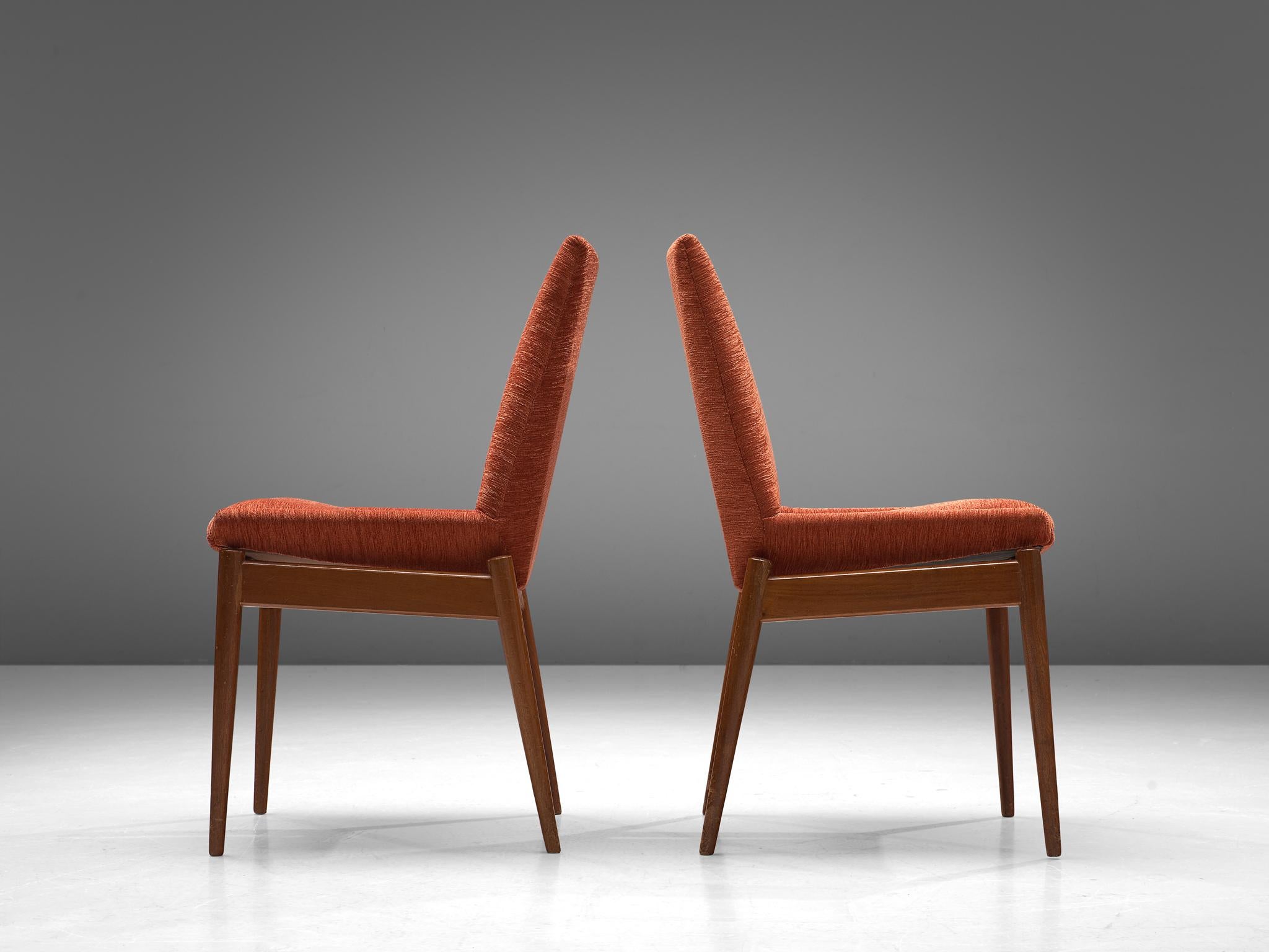 Mid-20th Century Scandinavian Chairs in Teak and Terracotta Corduroy