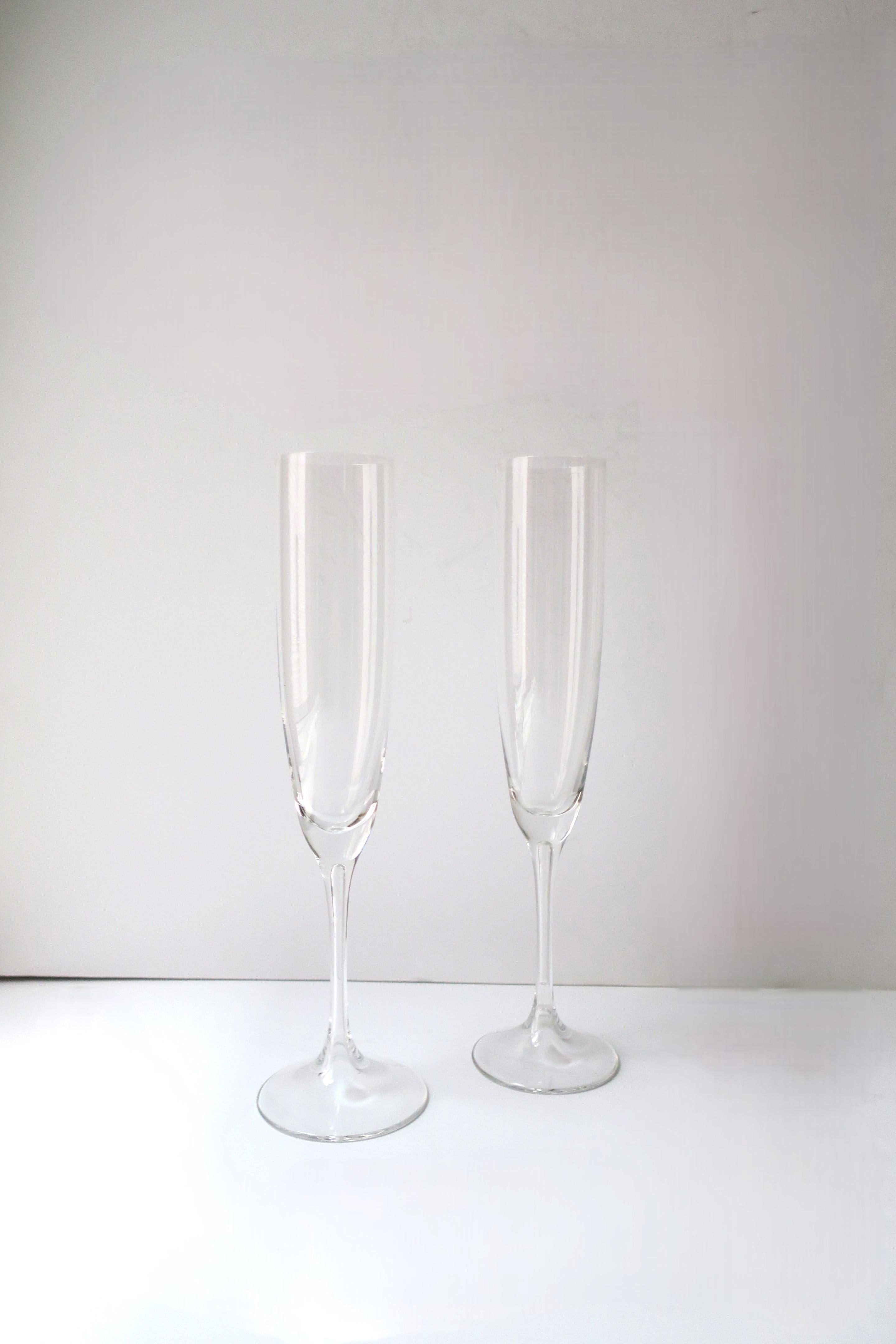 Hand-Crafted Scandinavian Champagne Flutes Glasses, Pair For Sale