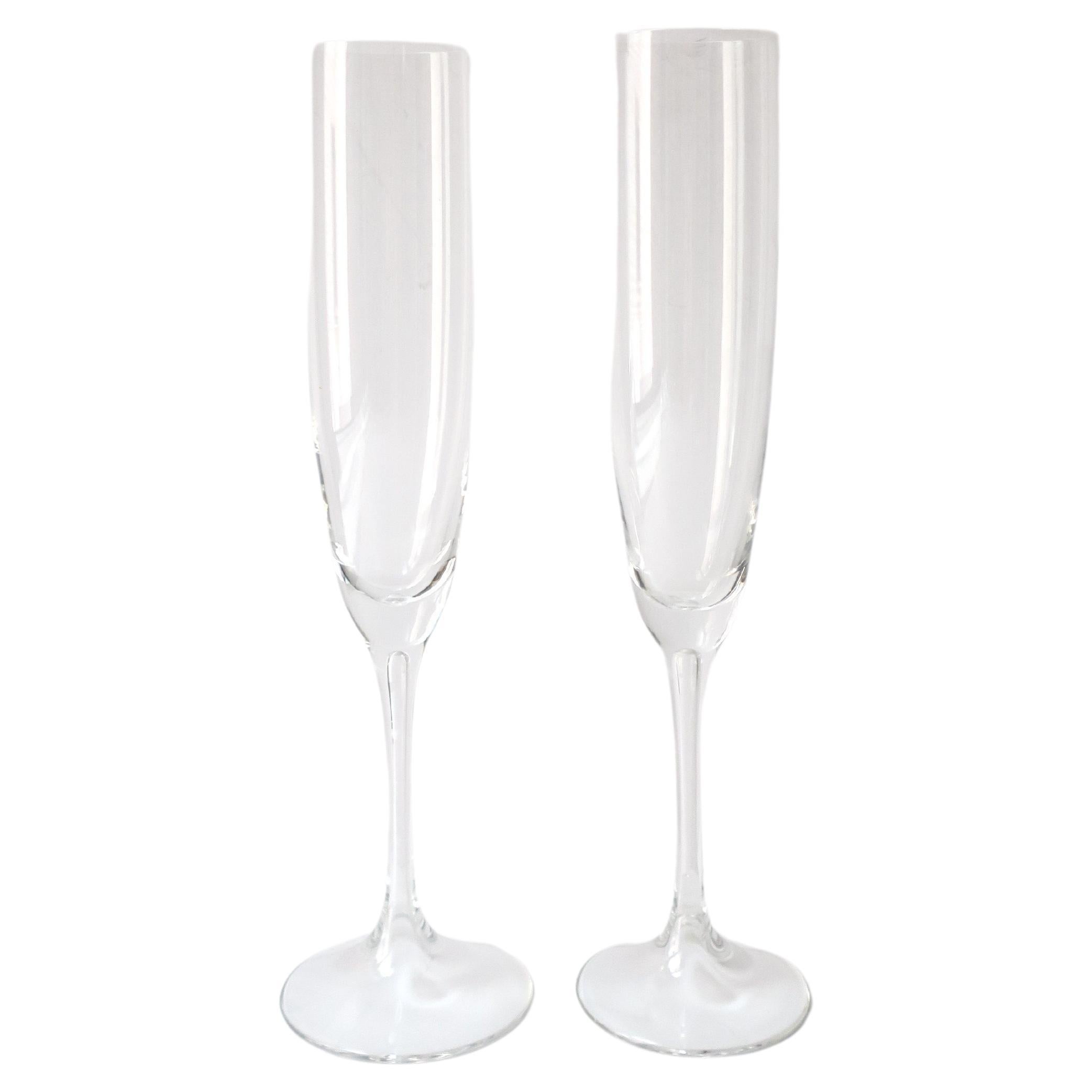 Scandinavian Champagne Flutes Glasses, Pair