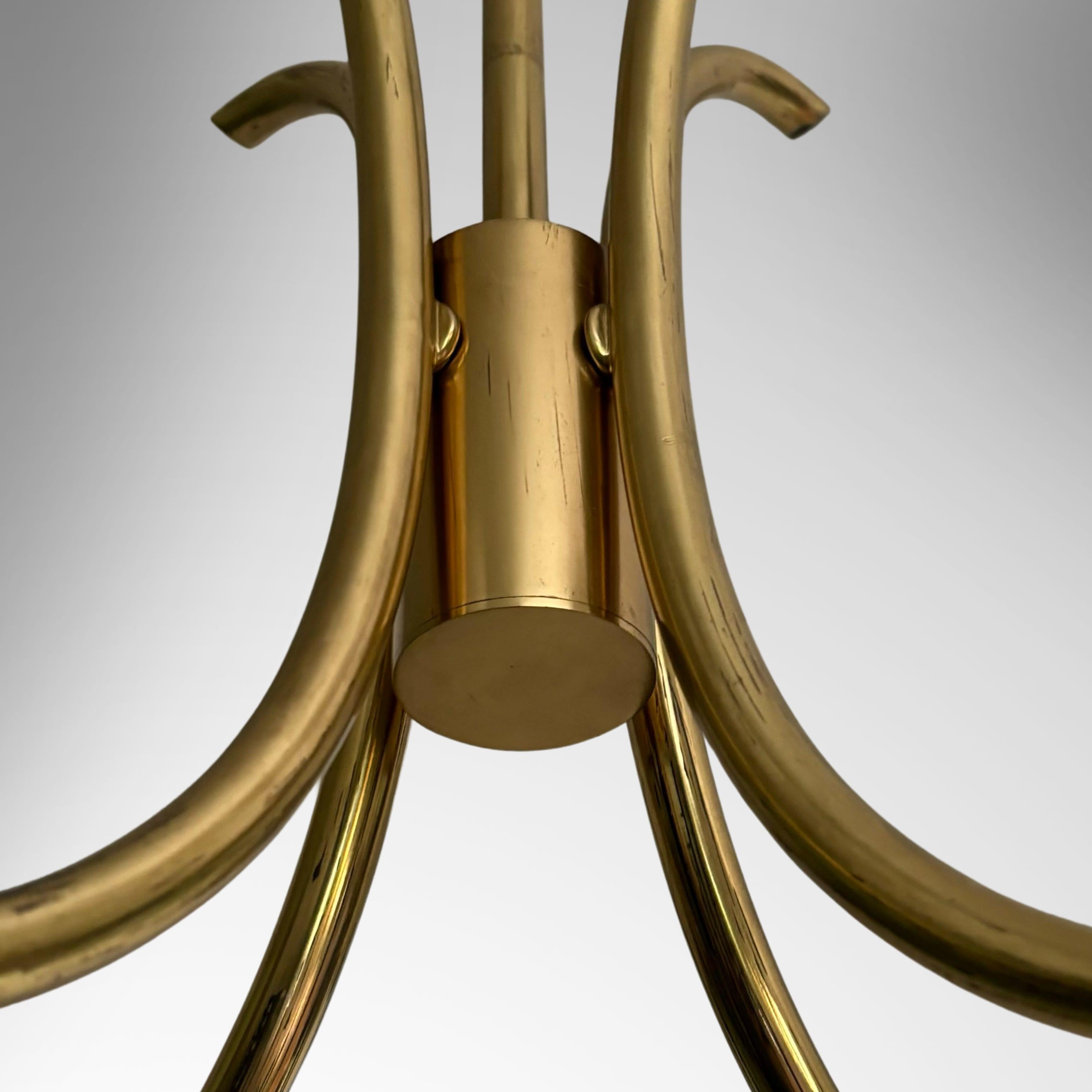 Scandinavian chandelier attributed to Böhlmarks, brass and glass, Sweden, 1940s 2