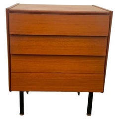 Scandinavian Chest of Drawers in Metal with Adjustable Feet in Brass
