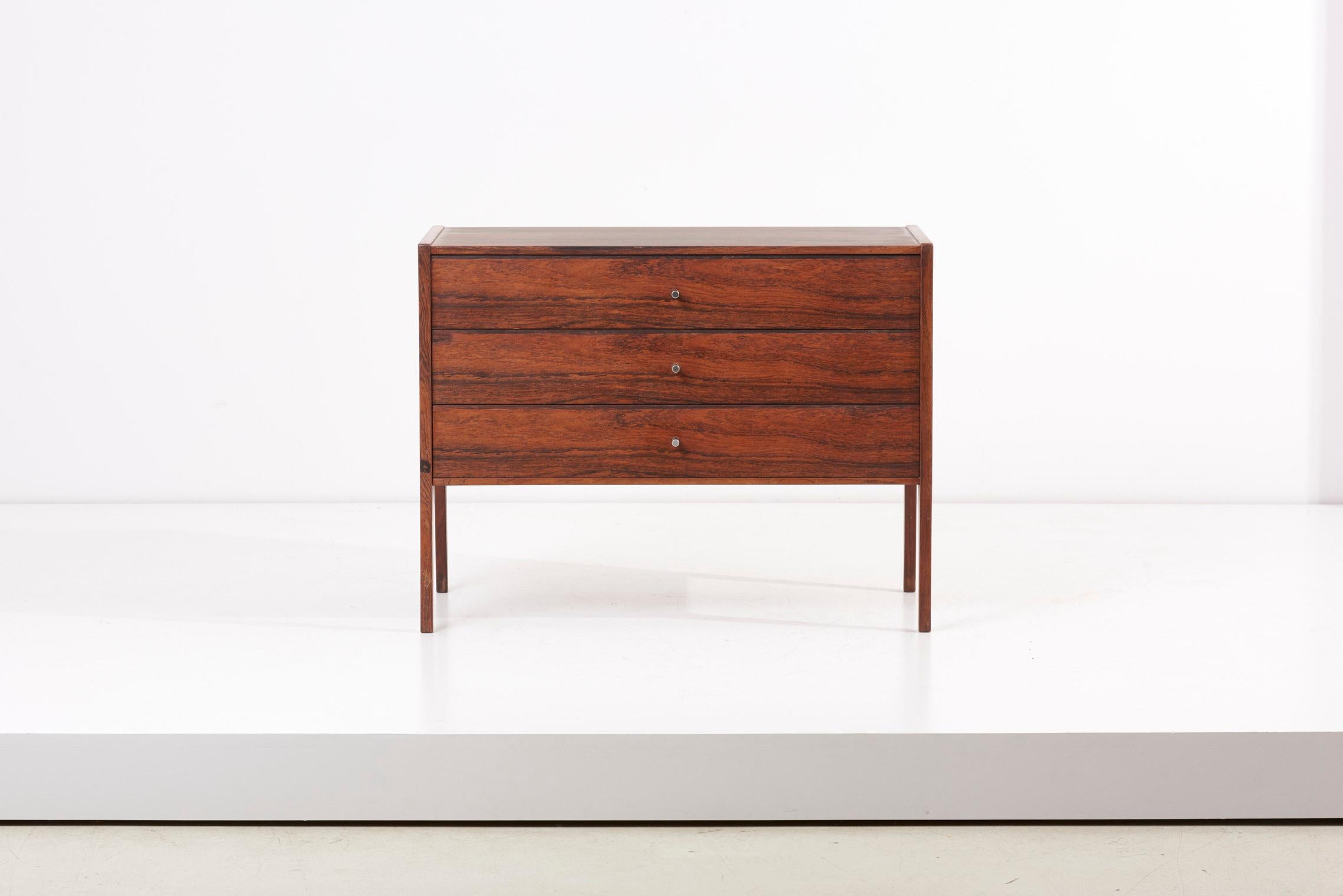 Wooden chest of drawers or dresser, model No. 34 by Kai Kristiansen manufactured by Aksel Kjersgaard in Denmark. Stamped.