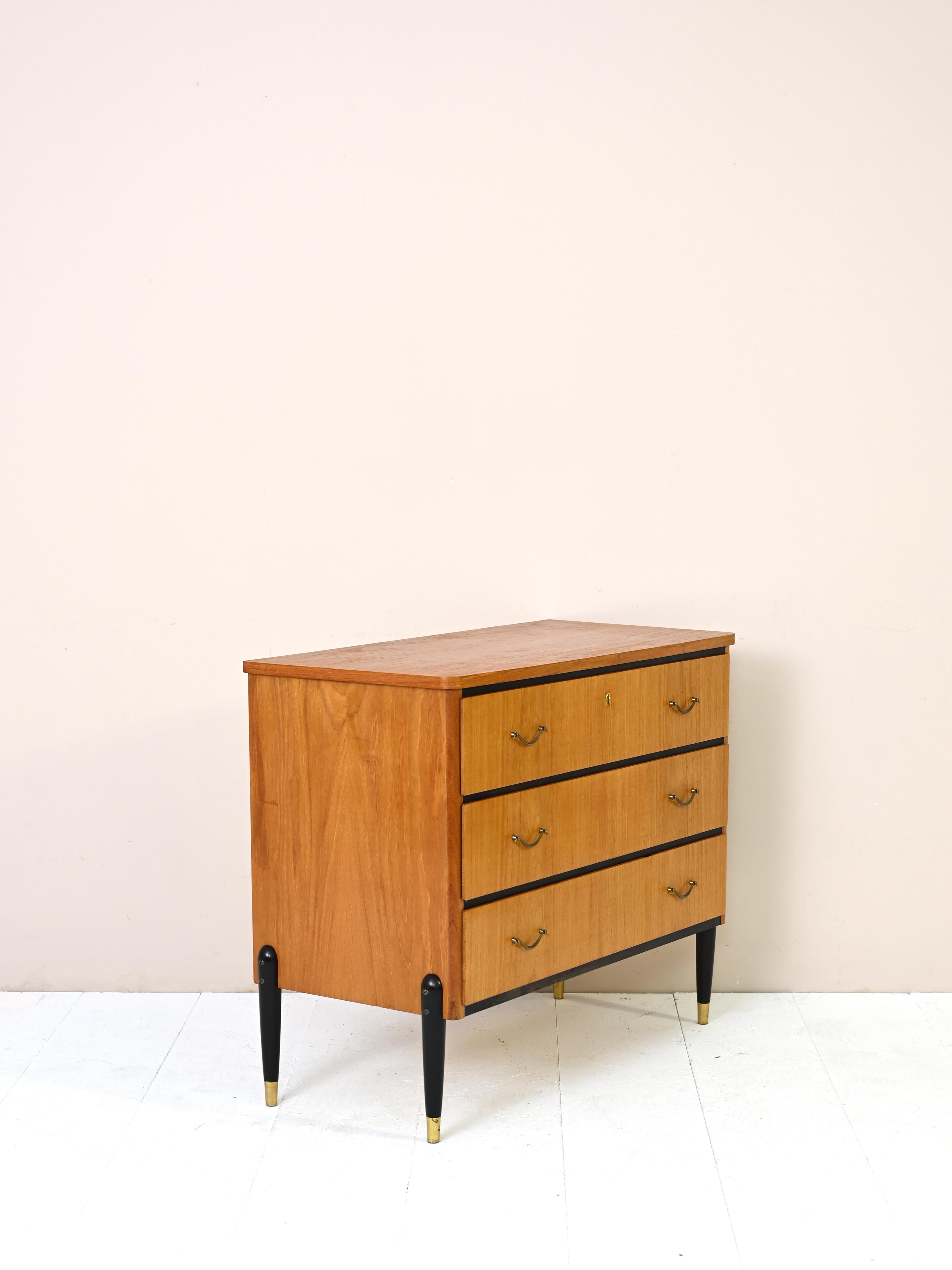 Scandinavian Modern Scandinavian Chest of Drawers with Black Details For Sale
