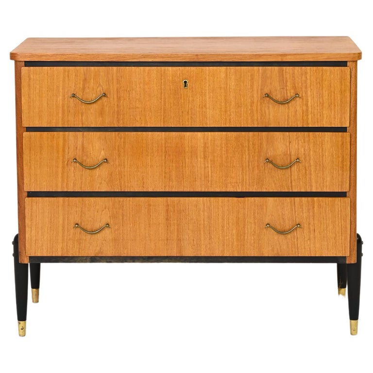 Scandinavian Chest of Drawers with Black Details For Sale at 1stDibs