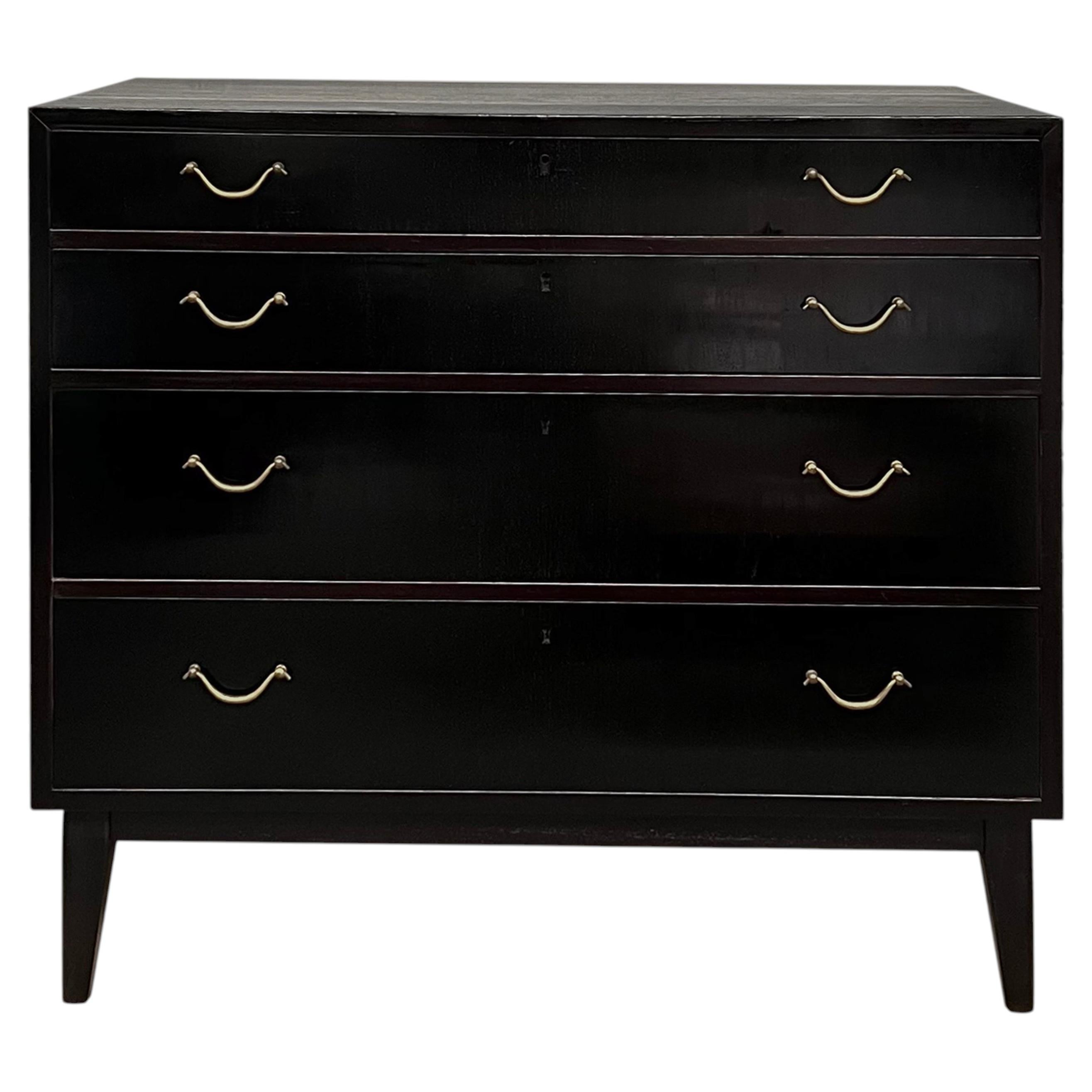 Scandinavian Chest of Drawers with Brass Handles, 1950s