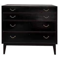 Scandinavian Chest of Drawers with Brass Handles, 1950s