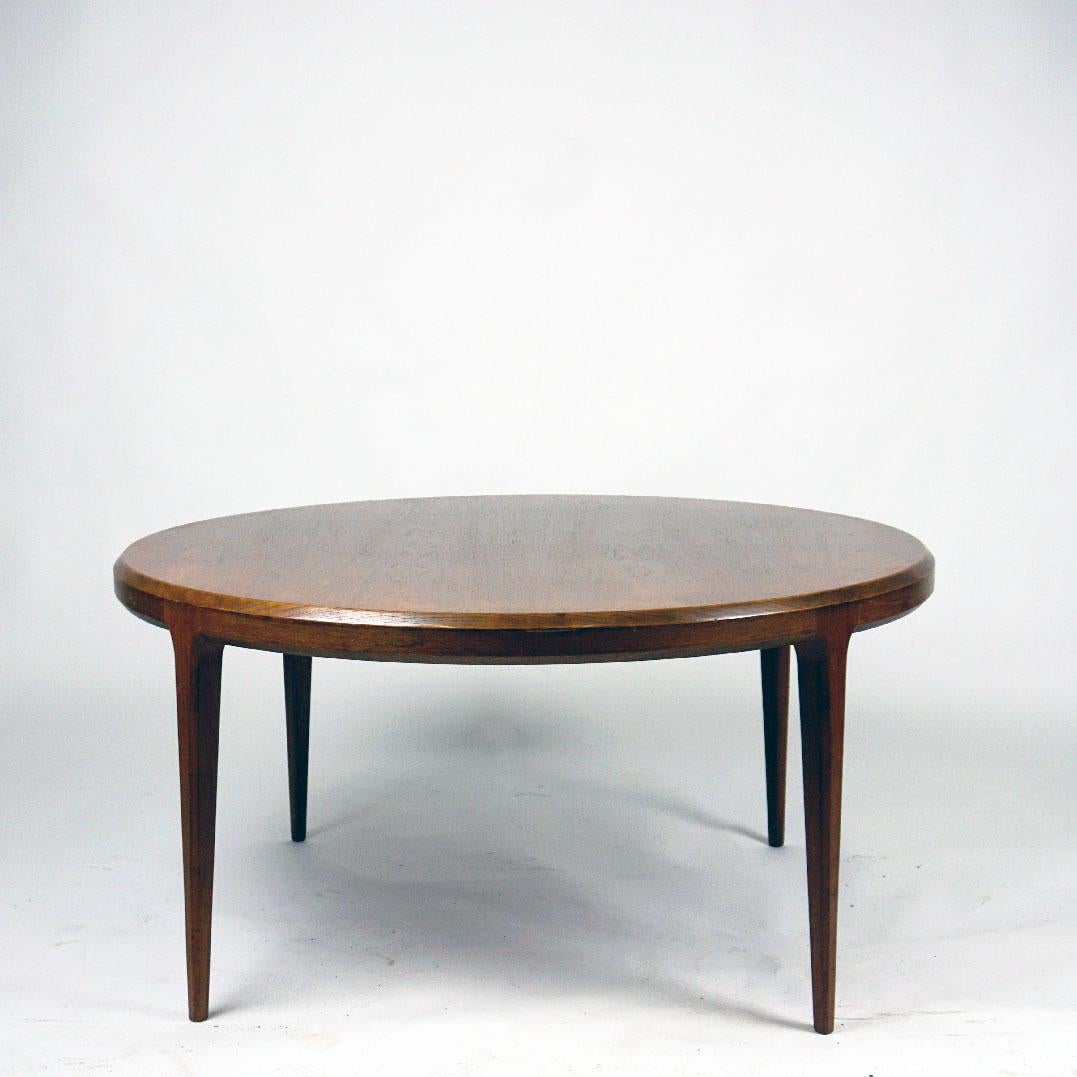 Danish Scandinavian Circular Rosewood Coffee Table by Johannes Andersen For Sale