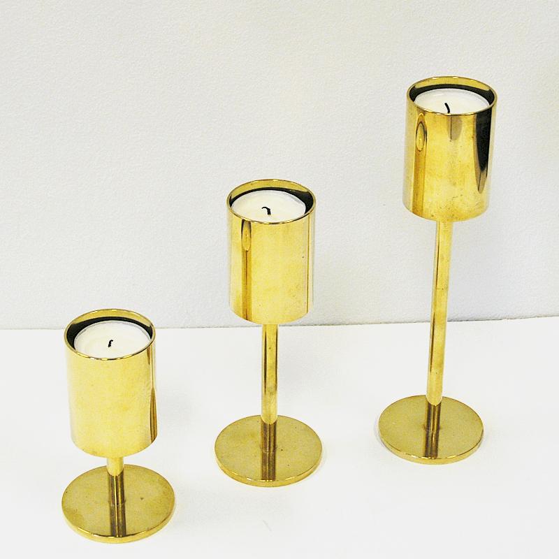 Scandinavian Modern Scandinavian Classic and Beautiful Brass Candleholder Set, 1970s