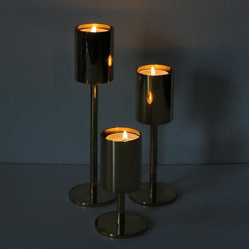 Scandinavian Classic and Beautiful Brass Candleholder Set, 1970s 1