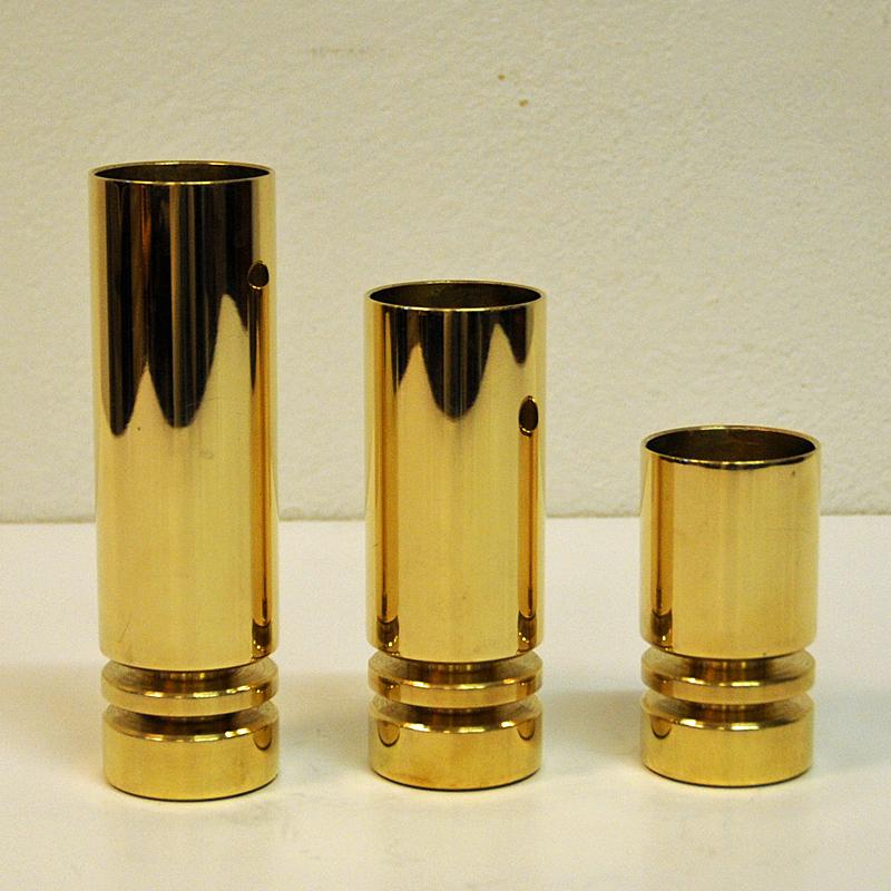 Scandinavian Classic Brass Candlestick Holder Set, 1960s, Set of 3 (Skandinavische Moderne)