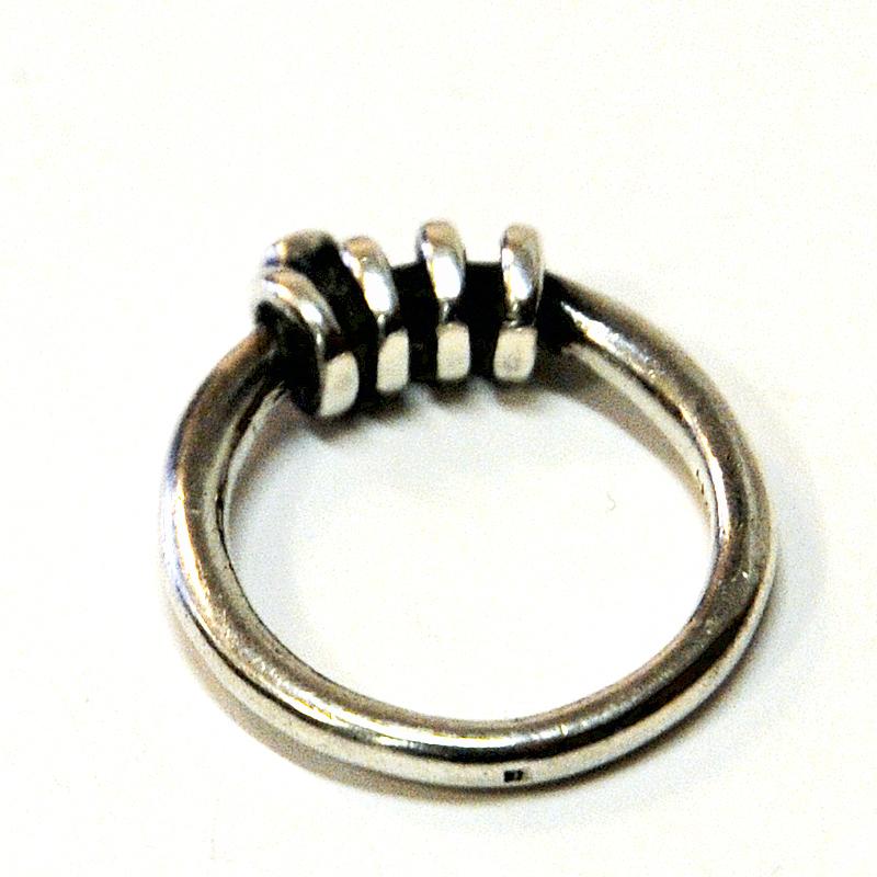 Mid-Century Modern Scandinavian Classic Silver Ring with Small Rock Crystal Stone, 1950s
