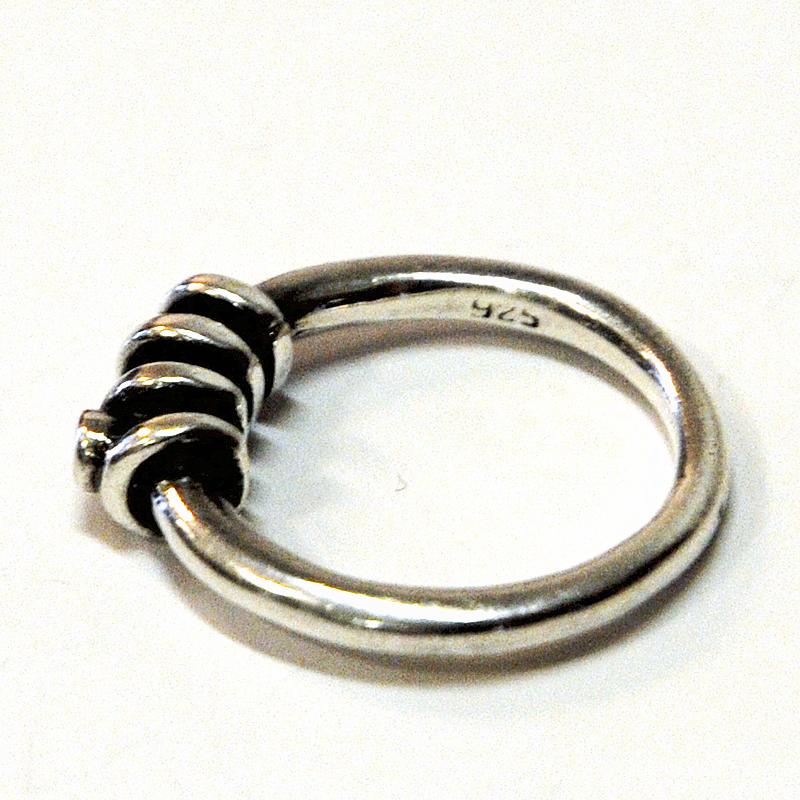 Scandinavian Classic Silver Ring with Small Rock Crystal Stone, 1950s In Good Condition In Stockholm, SE